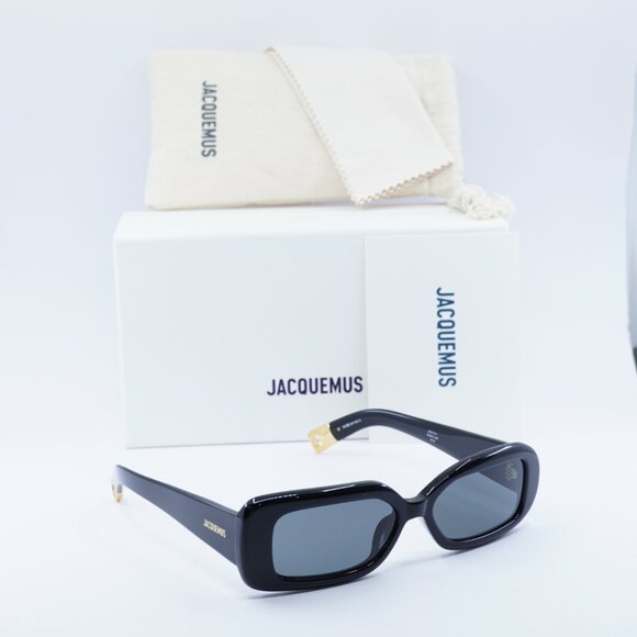 Jacquemus ROND CARRE JAC/11 C1 Rectangle Sunglasses - Shiny Black\Grey - Picture 5 of 10